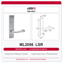Corbin Russwin ML2056 LSR Classroom Holdback Mortise Lockset | Grade 1 Commercial