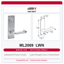 Corbin Russwin ML2069 LWN Institutional Privacy Mortise Lockset | Grade 1 Commercial