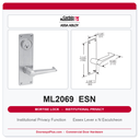 Corbin Russwin ML2069 ESN Institutional Privacy Mortise Lockset | Grade 1 Commercial