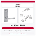 Corbin Russwin ML2004 RWM Classroom Mortise Lockset | Grade 1 Commercial