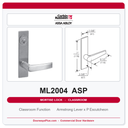 Corbin Russwin ML2004 ASP Classroom Mortise Lockset | Grade 1 Commercial