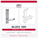 Corbin Russwin ML2053 NSR Entrance or Office Mortise Lockset | Grade 1 Commercial