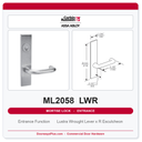 Corbin Russwin ML2058 LWR Entrance or Office Holdback Mortise Lockset | Grade 1 Commercial