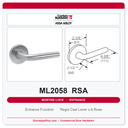 Corbin Russwin ML2058 RSA Entrance or Office Holdback Mortise Lockset | Grade 1 Commercial