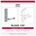 Corbin Russwin ML2058 CSP Entrance or Office Holdback Mortise Lockset | Grade 1 Commercial