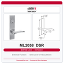 Corbin Russwin ML2058 DSR Entrance or Office Holdback Mortise Lockset | Grade 1 Commercial