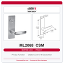 Corbin Russwin ML2068 CSM Privacy or Apartment Mortise Lockset | Grade 1 Commercial