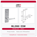 Corbin Russwin ML2068 ESM Privacy or Apartment Mortise Lockset | Grade 1 Commercial