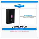 Bobrick B-2012.MBLK Automatic Wall-Mounted Soap Dispenser, 30-fl. oz., Matte Black