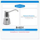 Bobrick B-8231 Foam Dispenser, 20-fl. oz., 4" Spout – for Lav. up to 3" Thick