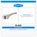 Bobrick B-845 Counter-Mounted Automatic Soap Dispenser, Brushed Nickel, 34-fl. Oz.