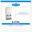 Bobrick B-2706C Surface-Mounted Push-Button Napkin/Tampon Vendor, Free no-coin Operation