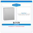 Bobrick B-7179 Fino Collection Surface-Mounted Automatic Hand Dryer – ADA, cULus, Satin Stainless