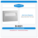 Bobrick B-9221 Surface-Mounted Seat Cover Dispenser, Satin Finish – Fino Collection