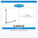 Bobrick B-6898.99 L-Shape, 90 Degree Grab Bar – 30" x 30", Peened Grip
