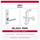 Corbin Russwin ML2024 RWR Entrance or Storeroom Mortise Lockset | Grade 1 Commercial