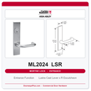 Corbin Russwin ML2024 LSR Entrance or Storeroom Mortise Lockset | Grade 1 Commercial