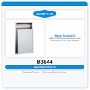 Bobrick B3644 B3644 B-3644 Recessed Waste Receptacle, 12-Gal. Satin Stainless