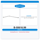 Bobrick B-58616.99 2-Wall Tub/Shower Compt. Grab Bar, 24" x 36", Peened Grip