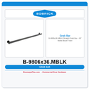Bobrick B-9806x36.MBLK Straight Grab Bar - 36" Matte Black Finish