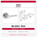 Corbin Russwin ML2024 ESA Entrance or Storeroom Mortise Lockset | Grade 1 Commercial
