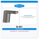 Bobrick B-951 Counter-Mounted Automatic Top-Fill Liquid Soap Dispenser, Polished Graphite