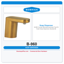 Bobrick B-960 Counter-Mounted Automatic Top-Fill Foam Soap Dispenser, Brushed Brass