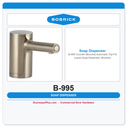 Bobrick B-995 Counter-Mounted Automatic Top-Fill Liquid Soap Dispenser, Brushed Nickel