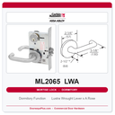 Corbin Russwin ML2065 LWA Dormitory or Entrance Mortise Lockset | Grade 1 Commercial