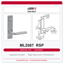 Corbin Russwin ML2067 RSP Apartment or Dormitory Mortise Lockset | Grade 1 Commercial