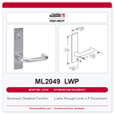 Corbin Russwin ML2049 LWP Storeroom Deadbolt Mortise Lockset | Grade 1 Commercial