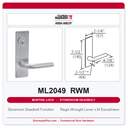Corbin Russwin ML2049 RWM Storeroom Deadbolt Mortise Lockset | Grade 1 Commercial