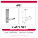 Corbin Russwin ML2075 CSR Security Entrance or Office Mortise Lockset | Grade 1 Commercial