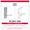 Corbin Russwin ML2049 DSM Storeroom Deadbolt Mortise Lockset | Grade 1 Commercial