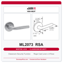Corbin Russwin ML2073 RSA Classroom Security Mortise Lockset | Grade 1 Commercial