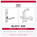 Corbin Russwin ML2073 RSR Classroom Security Mortise Lockset | Grade 1 Commercial