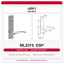 Corbin Russwin ML2075 DSP Security Entrance or Office Mortise Lockset | Grade 1 Commercial