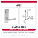 Corbin Russwin ML2059 RSN Security Storeroom Mortise Lockset | Grade 1 | ML2000 Series
