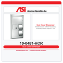 ASI 10-0481-HCR Toilet Seat Cover & Toilet Tissue Disp. w/Sanitary Napkin Disposal - Dual Access - Partition Mounted