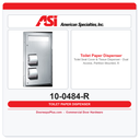 ASI 10-0484-R Toilet Seat Cover & Tissue Dispenser – Dual Access, Partition Mounted, Reversed