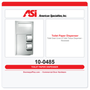 ASI 10-0485 Toilet Seat Cover & Toilet Tissue Dispenser - Recessed