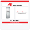 ASI 10-0469-BL Traditional Paper Towel Dispenser & Waste Receptacle – Multi/C-Fold, 18 Gal.