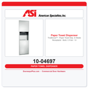 ASI 10-04697 Traditional™ Recessed Paper Towel Dispenser & Waste Receptacle – Multi/C-Fold, 12 Gal.