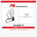 ASI 10-3451-P Swing-Up Grab Bar, Locks – Peened | 1-1/4" OD Surface Mounted