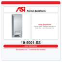 ASI 10-5001-SS Disposa-Valve Stainless Steel Manual Soap Dispenser – Disposable Cartridge, Surface Mounted