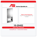 ASI 10-20452 Roval™ - Paper Towel Dispenser - Roll - Recessed