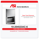 ASI 10-204523AC-6 Roval™ Semi-Recessed Auto Roll Paper Towel Dispenser 110-240V