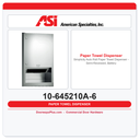 ASI 10-645210A-6 Simplicity Auto Roll Paper Towel Dispenser – Semi-Recessed, Battery