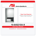 ASI 10-645210A-9 Simplicity™ Automatic Roll Paper Towel Dispenser – Battery, Surface Mounted