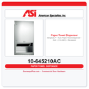ASI 10-645210AC Simplicity™ - Auto Paper Towel Dispenser - Roll - (110-240V) - Recessed